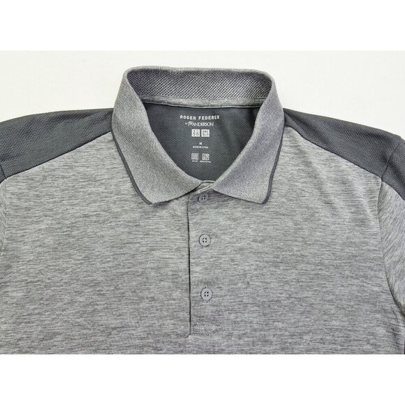 Roger Federer JW Anderson Uniqlo Colab Size Medium Mens Gray Short Sleeve Polo - Picture 10 of 10